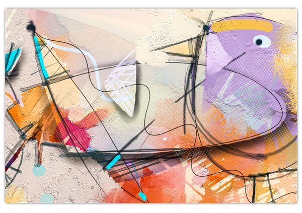 Tablou - Abstract, pasăre (90x60 cm)