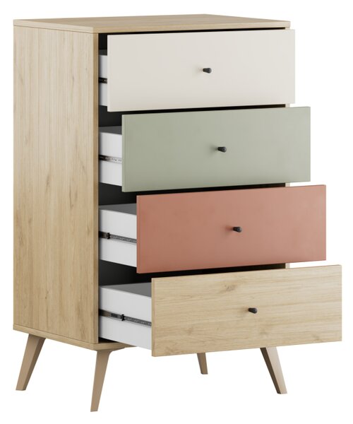 Comoda Adore Tiffany, 4 sertare, Multicolor, 60x99x44 cm