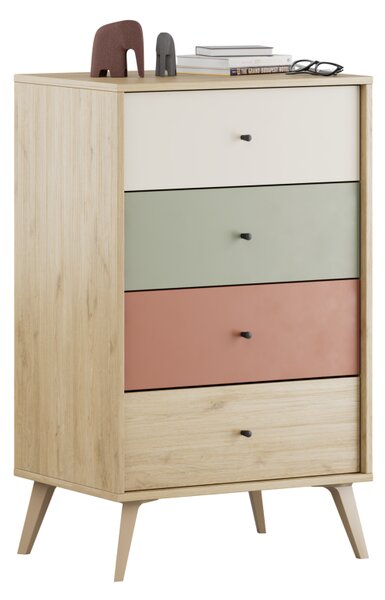Comoda Adore Tiffany, 4 sertare, Multicolor, 60x99x44 cm