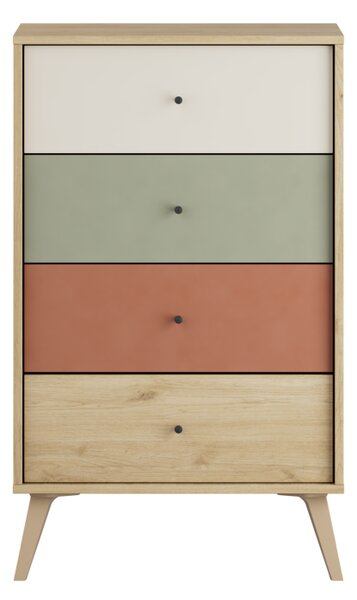 Comoda Adore Tiffany, 4 sertare, Multicolor, 60x99x44 cm