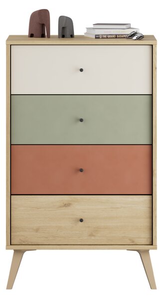 Comoda Adore Tiffany, 4 sertare, Multicolor, 60x99x44 cm