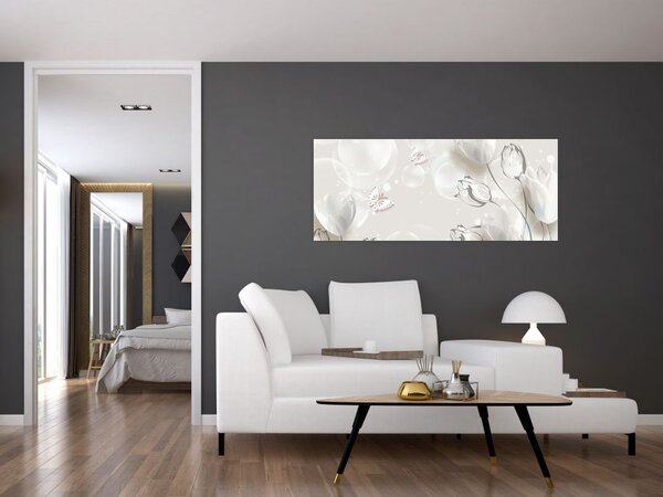 Tablou - Lalele între bule (120x50 cm)