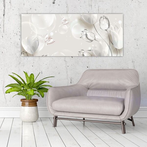 Tablou - Lalele între bule (120x50 cm)