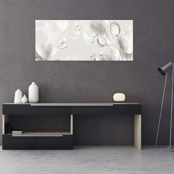 Tablou - Lalele între bule (120x50 cm)