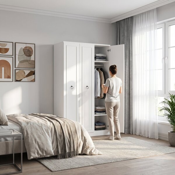 Dulap Haine Adore Hampton, 3 usi, Alb, 103x185x52 cm
