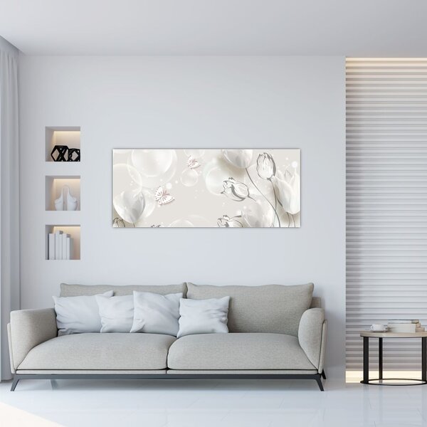Tablou - Lalele între bule (120x50 cm)
