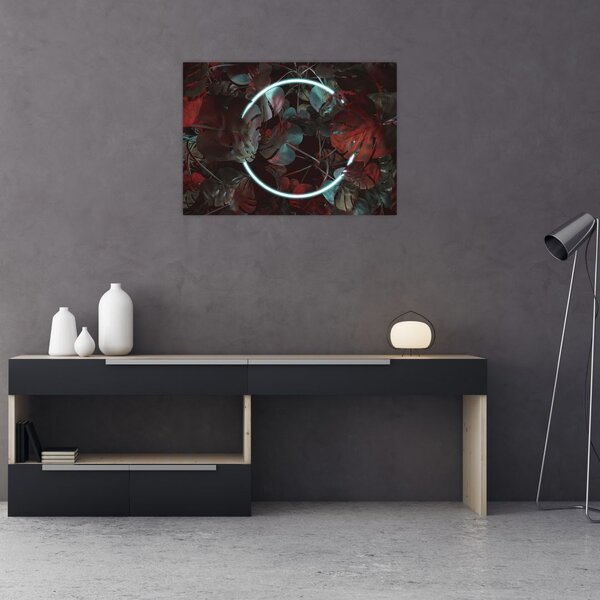 Tablou - Cerc de neon între palmieri (70x50 cm)