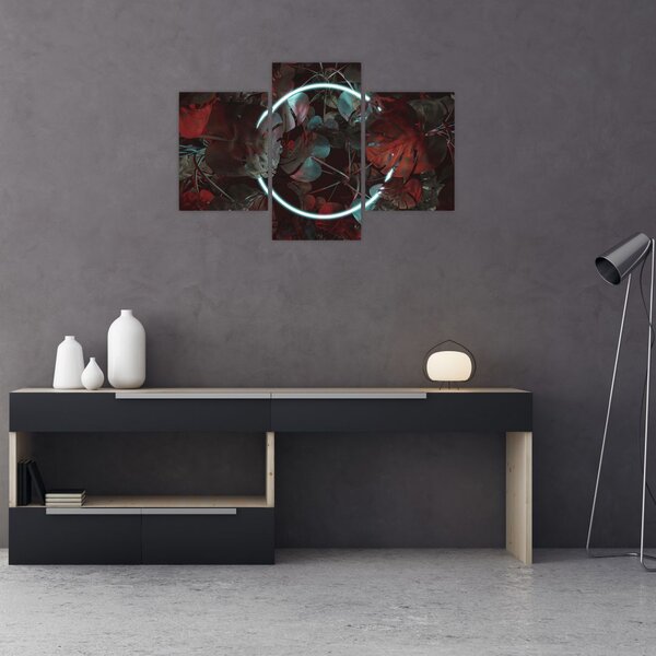 Tablou - Cerc de neon între palmieri (90x60 cm)