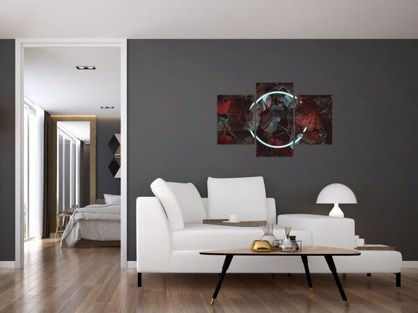Tablou - Cerc de neon între palmieri (90x60 cm)