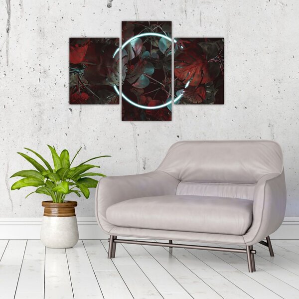 Tablou - Cerc de neon între palmieri (90x60 cm)