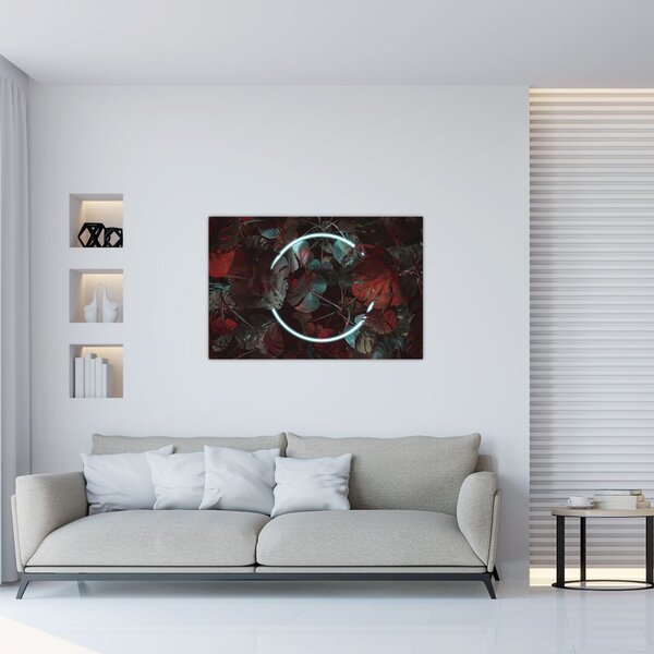 Tablou - Cerc de neon între palmieri (90x60 cm)