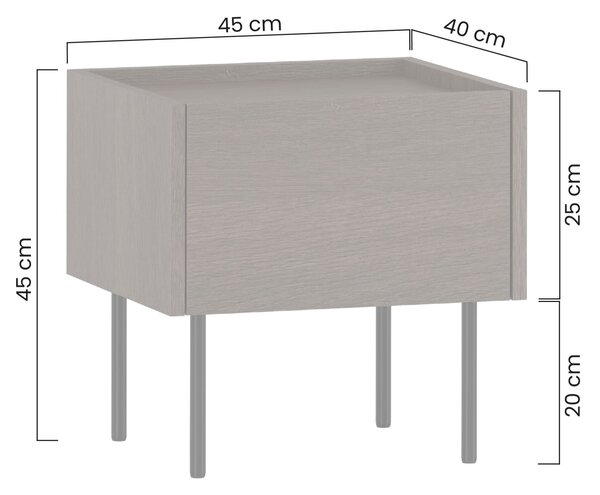 Noptieră Dunari cu sertar 45 cm - stejar dunin