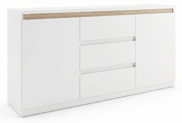 Bufet cu spatiu de depozitare Chiemo, Lemn, Alb, 160x40x93 cm