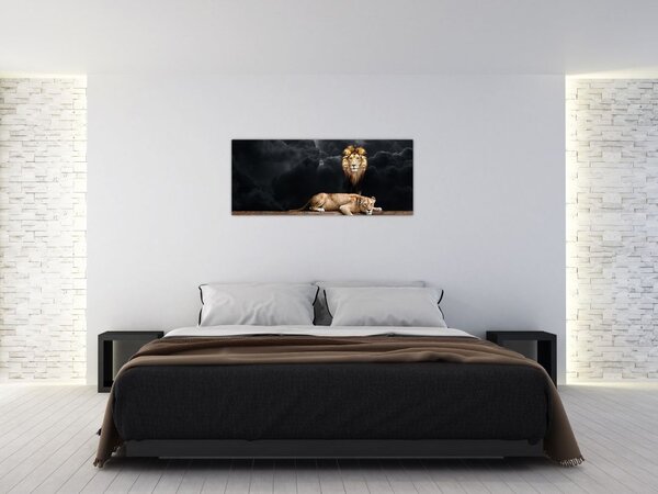 Tablou - Leu și leoaică (120x50 cm)