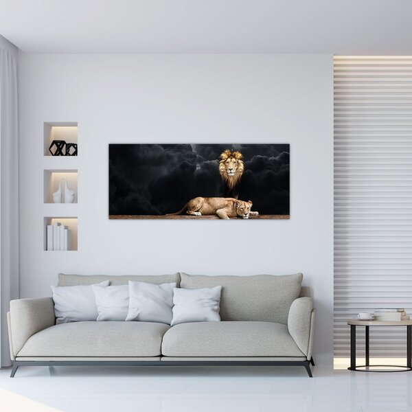 Tablou - Leu și leoaică (120x50 cm)