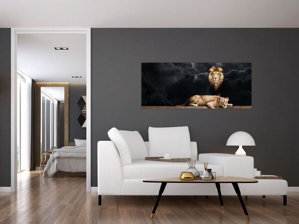 Tablou - Leu și leoaică (120x50 cm)