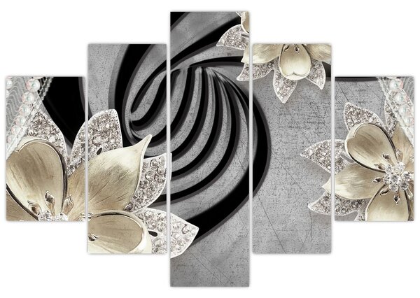 Tablou - 3D Flori aurii (150x105 cm)