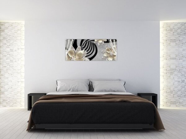 Tablou - 3D Flori aurii (120x50 cm)