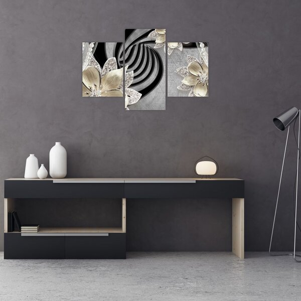 Tablou - 3D Flori aurii (90x60 cm)