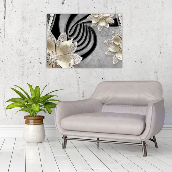 Tablou - 3D Flori aurii (70x50 cm)