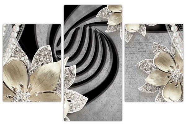 Tablou - 3D Flori aurii (90x60 cm)