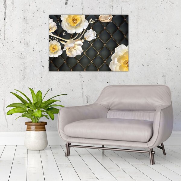 Tablou - Imagine cu flori de trandafir alb (70x50 cm)