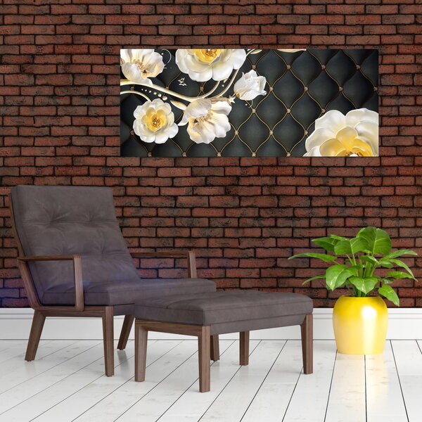 Tablou - Imagine cu flori de trandafir alb (120x50 cm)
