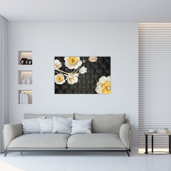 Tablou - Imagine cu flori de trandafir alb (90x60 cm)