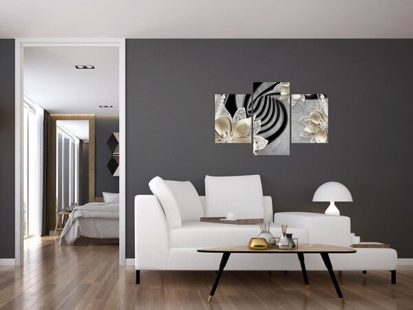 Tablou - 3D Flori aurii (90x60 cm)