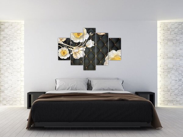 Tablou - Imagine cu flori de trandafir alb (150x105 cm)