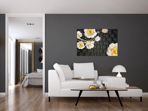 Tablou - Imagine cu flori de trandafir alb (90x60 cm)