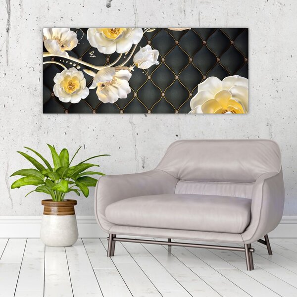 Tablou - Imagine cu flori de trandafir alb (120x50 cm)