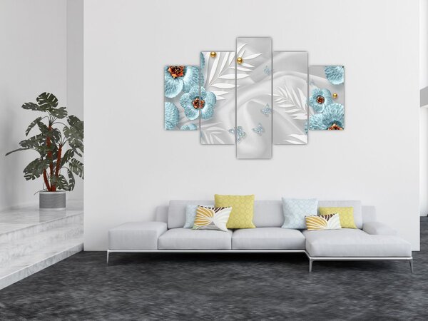 Tablou - 3D Flori albastre (150x105 cm)