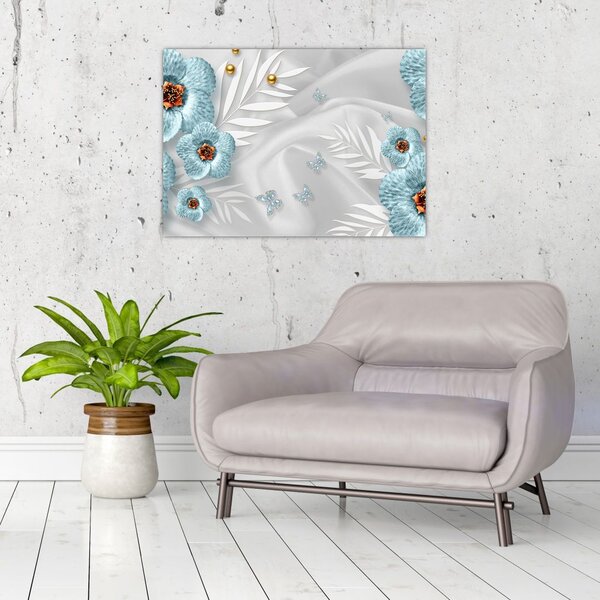 Tablou - 3D Flori albastre (70x50 cm)