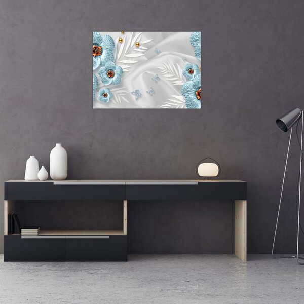 Tablou - 3D Flori albastre (70x50 cm)