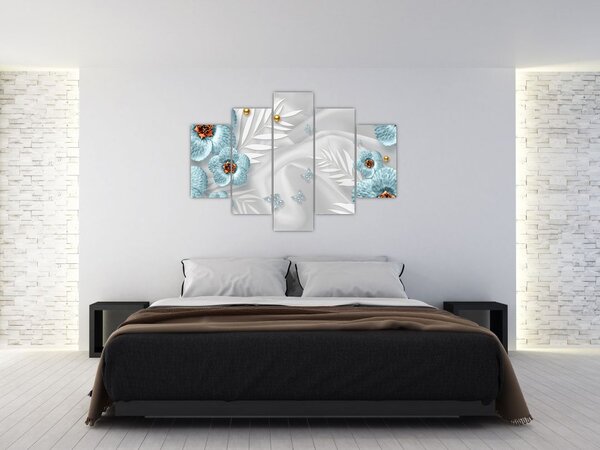 Tablou - 3D Flori albastre (150x105 cm)