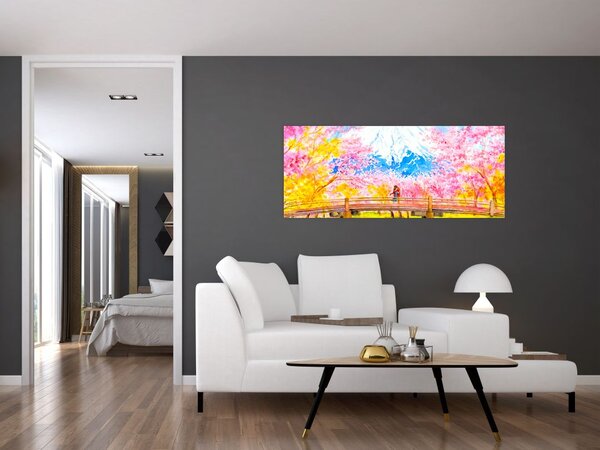 Tablou - Cuplu pictat, acuarelă (120x50 cm)