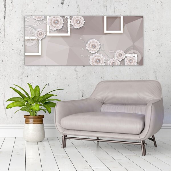 Tablou - Imagine flori bej (120x50 cm)