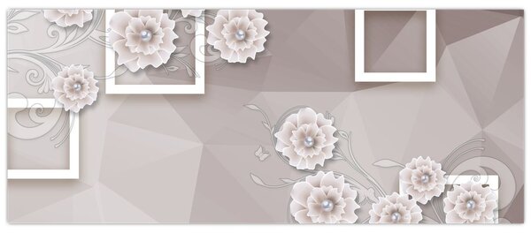 Tablou - Imagine flori bej (120x50 cm)