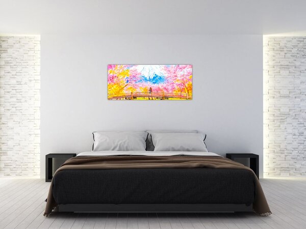 Tablou - Cuplu pictat, acuarelă (120x50 cm)
