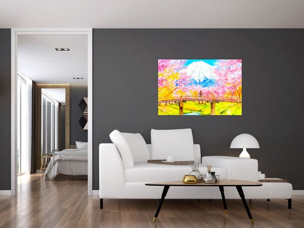 Tablou - Cuplu pictat, acuarelă (90x60 cm)