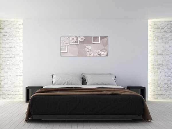 Tablou - Imagine flori bej (120x50 cm)