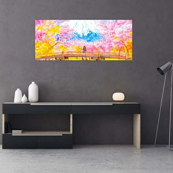 Tablou - Cuplu pictat, acuarelă (120x50 cm)