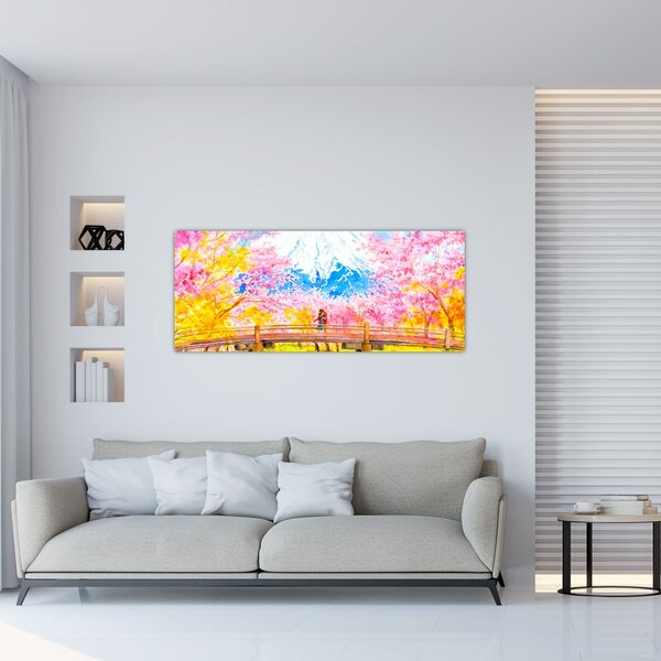 Tablou - Cuplu pictat, acuarelă (120x50 cm)