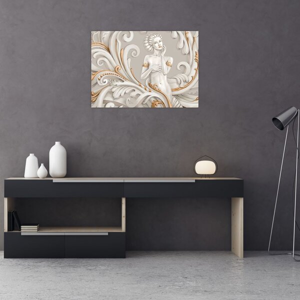 Tablou - Imagine a zeiței într-un fundal ornamental (70x50 cm)