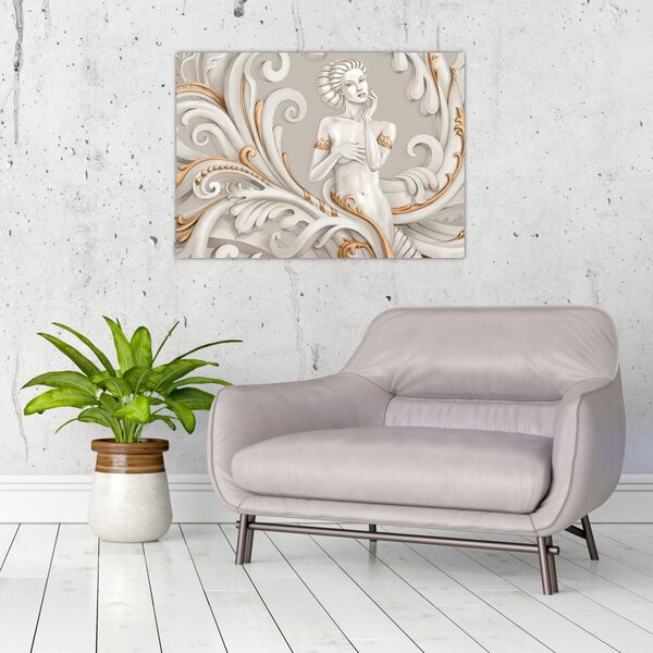 Tablou - Imagine a zeiței într-un fundal ornamental (70x50 cm)