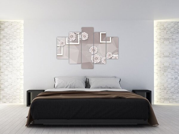 Tablou - Imagine flori bej (150x105 cm)