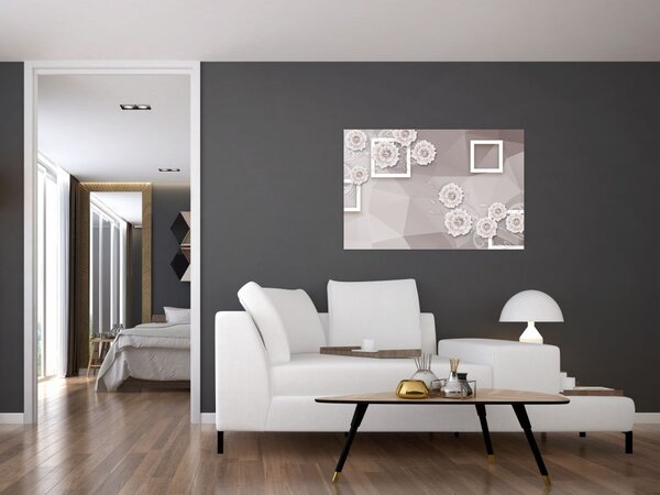 Tablou - Imagine flori bej (90x60 cm)