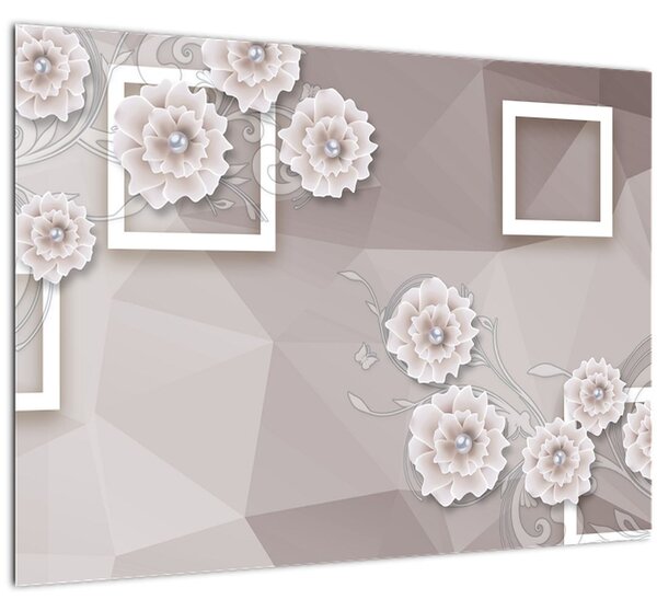Tablou - Imagine flori bej (70x50 cm)