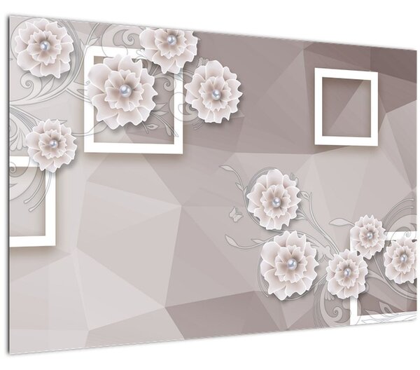 Tablou - Imagine flori bej (90x60 cm)
